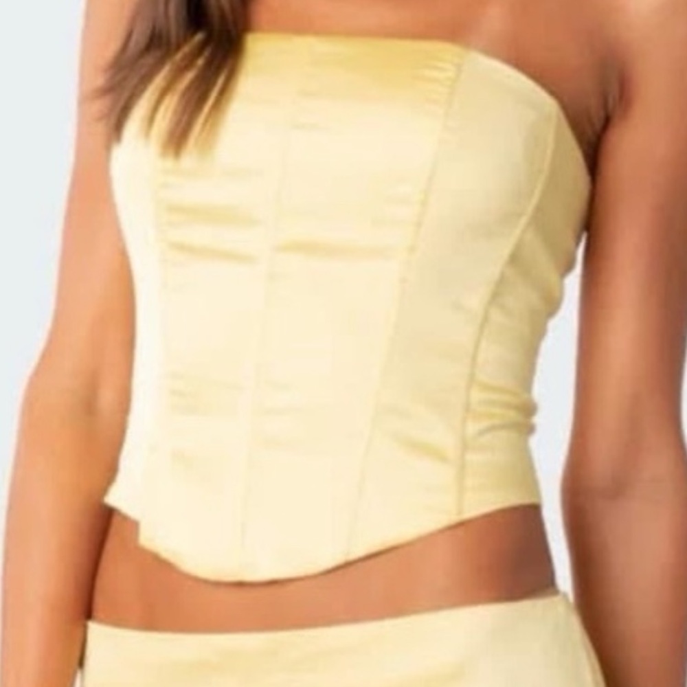 Satin strapless corset top